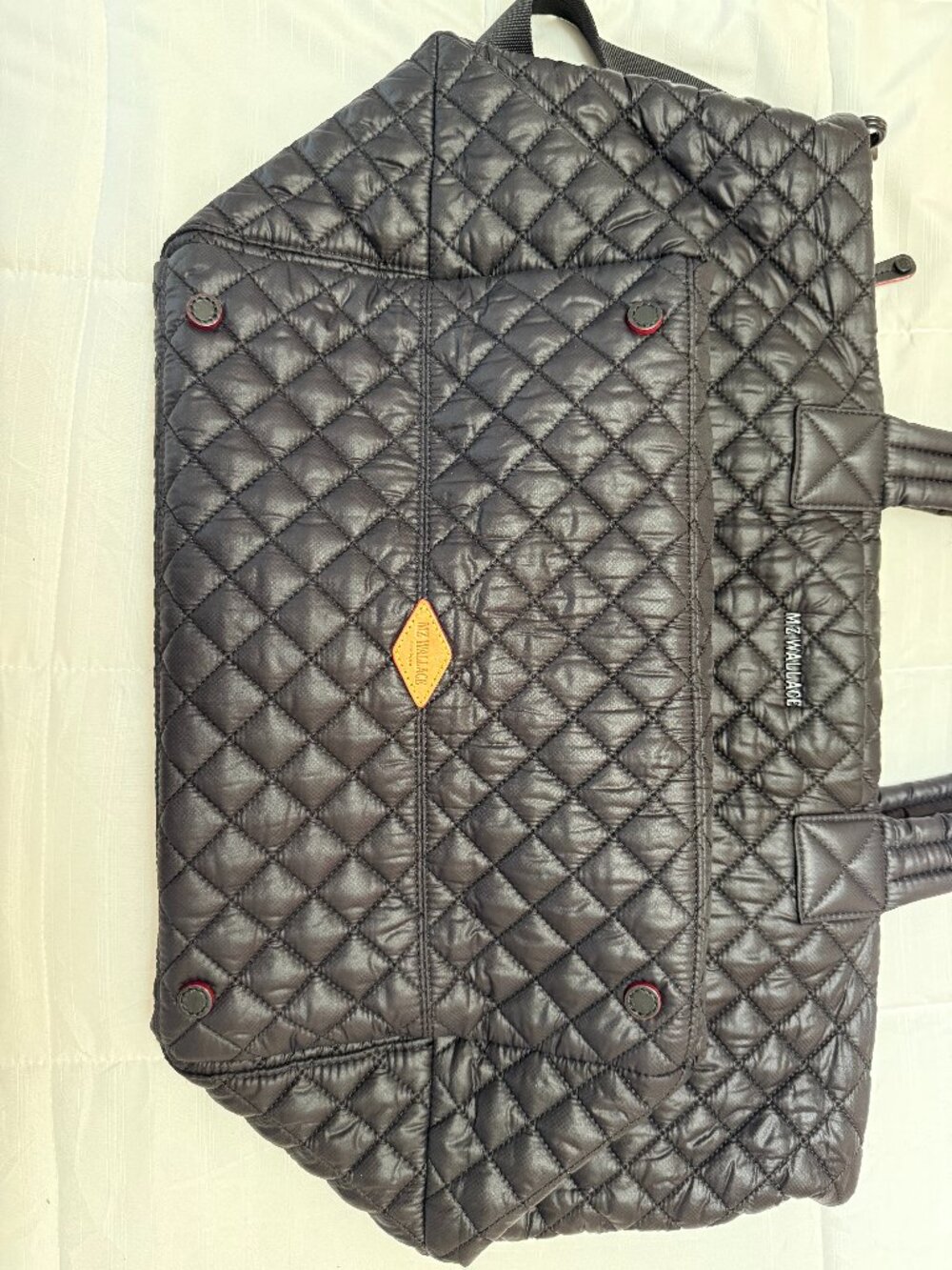 MZ Wallace Large Metro Tote Deluxe Black Quilted Nylon Crossbody Bag